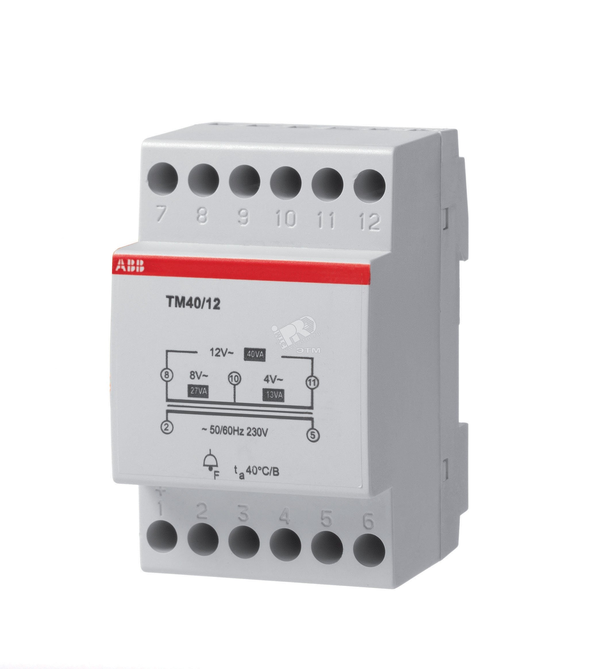 Трансформатор модульный звонковый 220/24(12+12) 40VA TM40/24 ABB