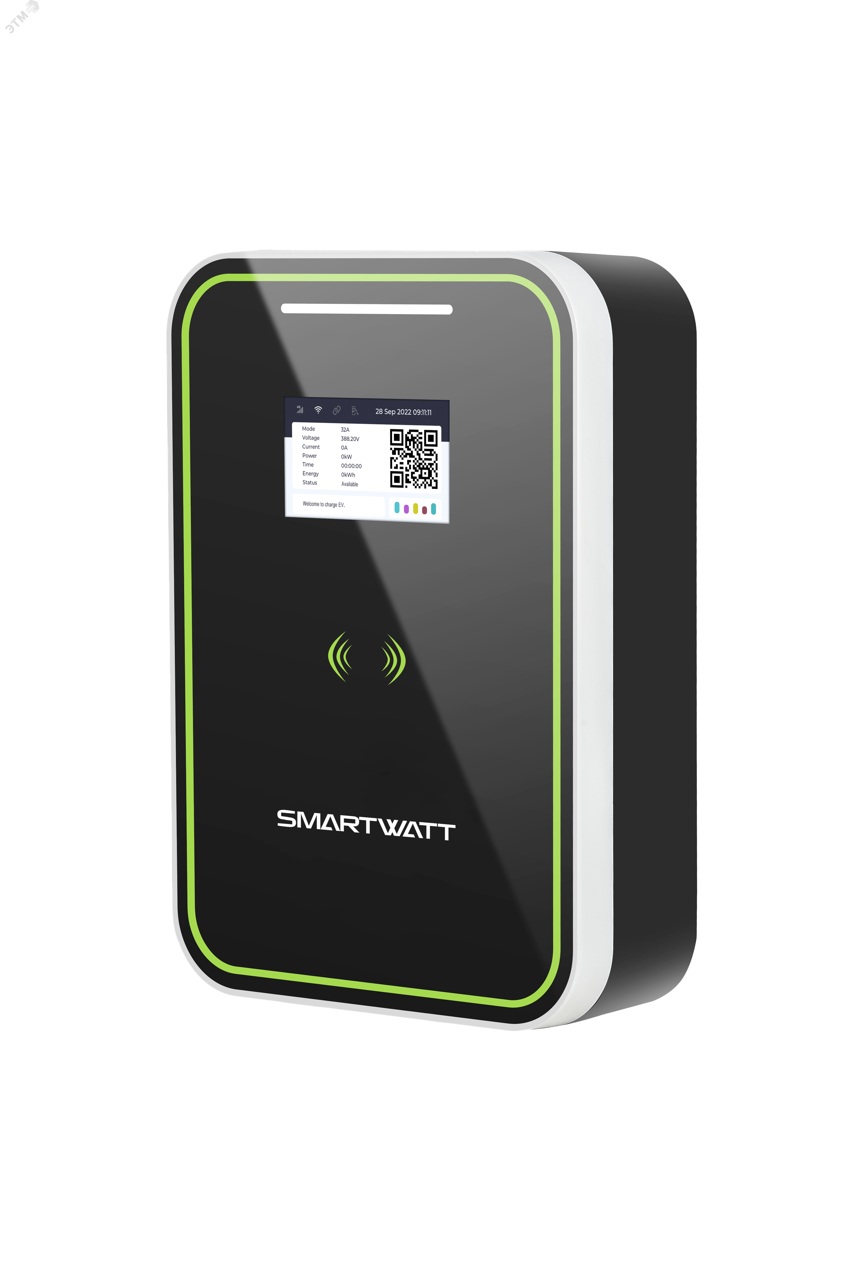 Зарядная станция для электромобиля SMARTWATT EVC, 22 кВт, коммерческая OCPP 1.6J, переменный ток, 3 фазы 380 В 32 А, кабель 5 метров TPU Type2, IP54 EVC AC 22K 3P CP Type2 SMARTWATT