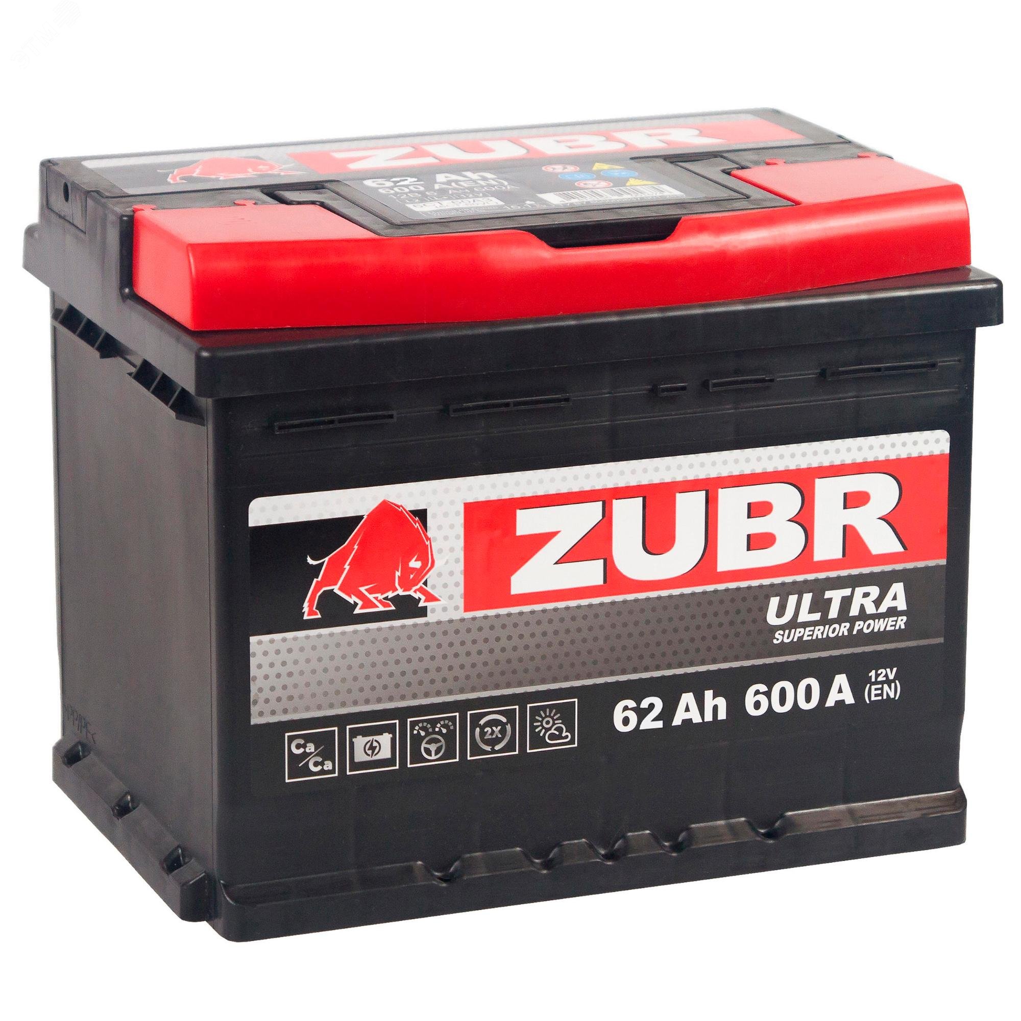 Аккумулятор автомобильный ZUBR Ultra 62Ah L+ (низкий) ZU621 ZUBR